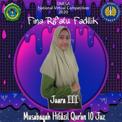 Santri MA Bustanul Ulum Mendapatkan Juara Pada Lomba National Virtual Competition Musabaqah Hifdzil Qur'an 10 Juz, yang diselenggarakan oleh Universitas Negeri Surabaya.