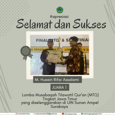 Siswa kelas XII MA Bustanul Ulum juara 1 Lomba MTQ tingkat Provinsi