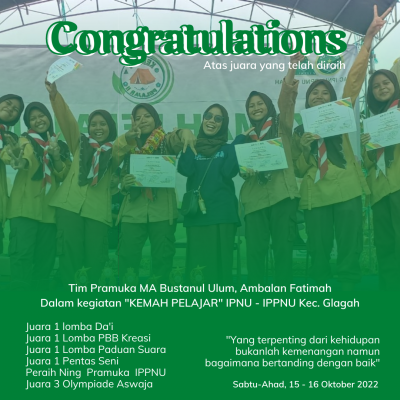 Tim Pramuka MA Bustanul Ulum menyabet 6 Juara di semua lomba dalam event